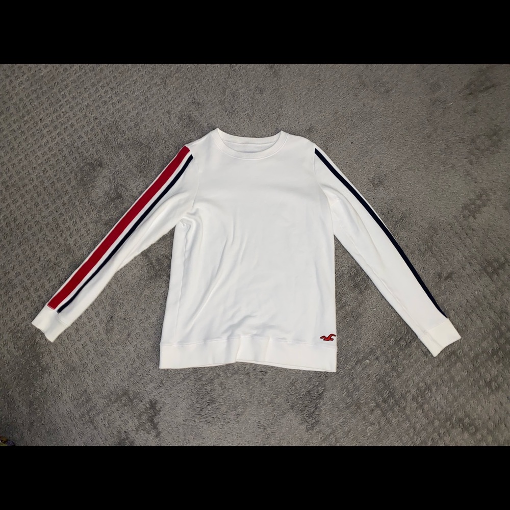 White Crew Neck Sweatshirt with stripe detailing